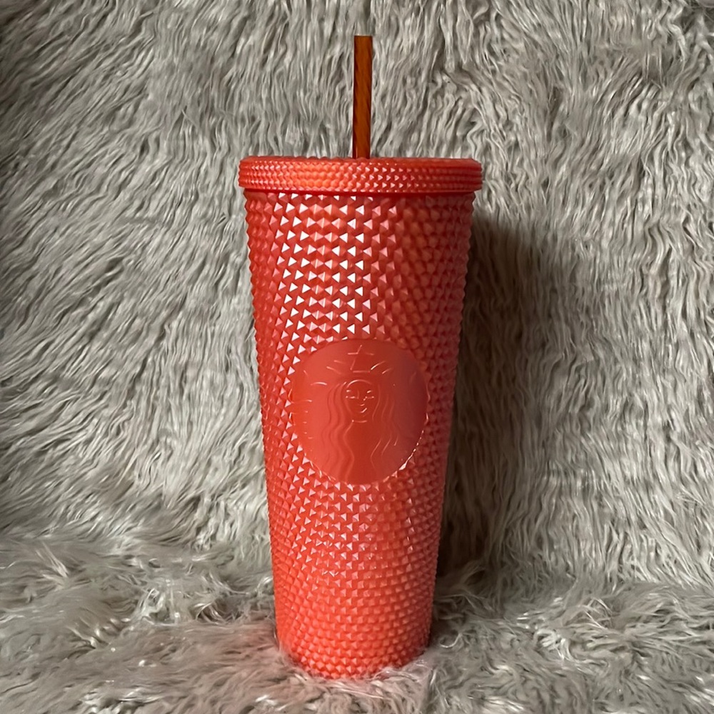 Starbucks Fall 2022 Orange Bling Studded Cold Cup Venti 24oz